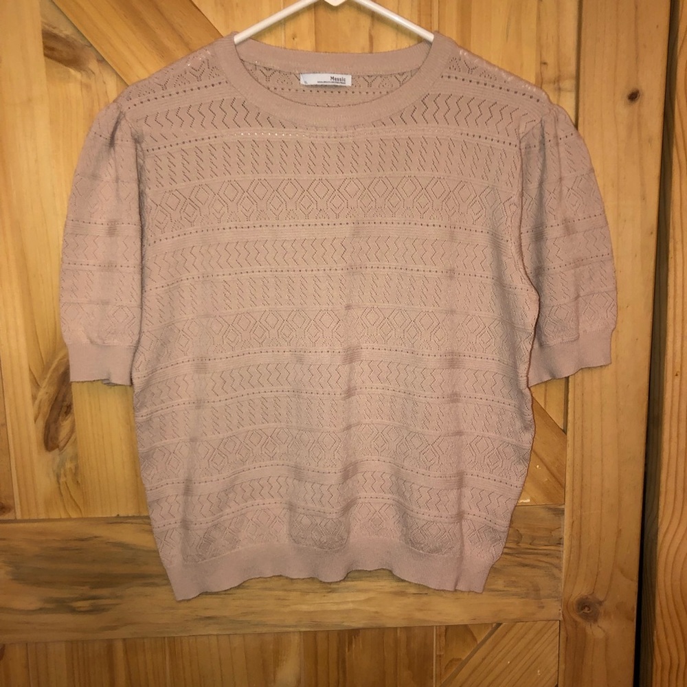 Messic Short Sleeve Knit Sweater - Blush Pink Women’s XL